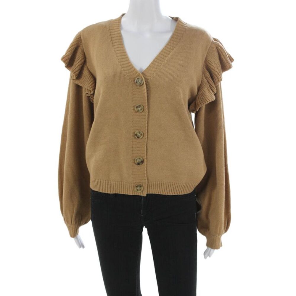 We're All Pretty Girls Womens Cardigan V-Neck Beige Size S